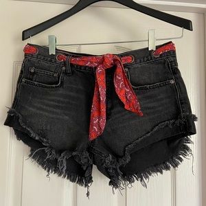 Free People cut off black jean shorts